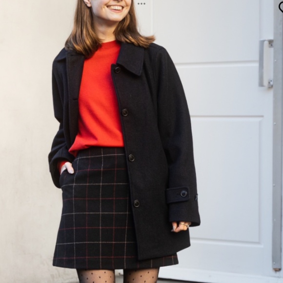 NWT Uniqlo Women Oversized Wool blend Brushed Short Coat Jacket Navy Size S - Picture 3 of 11